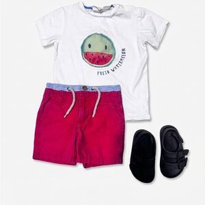 Zara Baby Watermelon Shirt and Coral Jack& Janie Shorts (sandals not included)